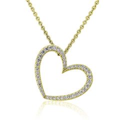 18CT Yellow-Gold Diamond 0.26CT Heart Pendant Necklace