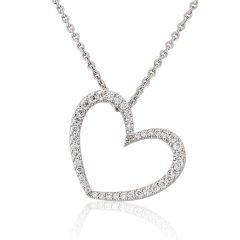 18CT White-Gold Diamond 0.26CT Heart Pendant Necklace