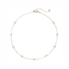 Mikimoto 18CT Yellow-Gold Pearl Station Slider Necklace