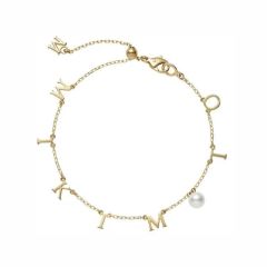 Mikimoto 18CT Yellow-Gold Pearl & Logo Charm Bracelet