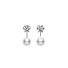 Mikimoto 18CT White-Gold Pearl & Diamond Snowflake Drop Earrings