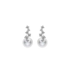 Mikimoto 18CT White-Gold Pearl & Diamond Starry Night Earrings