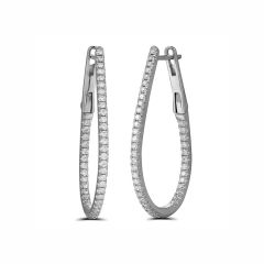 Diamond & 18CT White-Gold Slim Curved Hoop Earrings