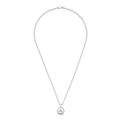 Gucci Trademark Sterling Silver Hexagon Pendant Necklace