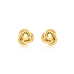 9CT Yellow-Gold Textured Knot & Ball Stud Earrings
