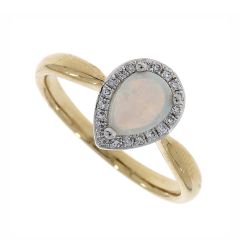 Pear-Cut Opal & Diamond Halo 18CT Gold Ring