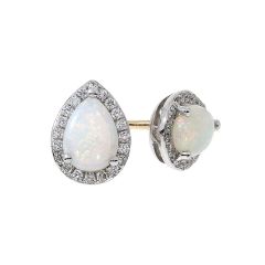 Pear-Cut Opal & Diamond Halo 18CT Gold Stud Earrings