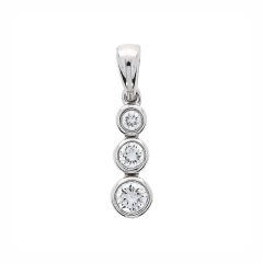 Graduating Diamond Rub-Over 18CT White-Gold Drop Pendant Necklace