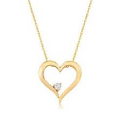 9CT Yellow-Gold Diamond Open Heart Pendant Necklace