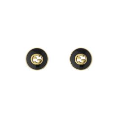 Gucci Interlocking Black Onyx & 18CT Gold Stud Earrings