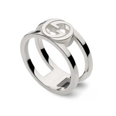Gucci Interlocking Double Band Sterling Silver Wide Ring