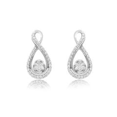 9CT White-Gold Infinity Teardrop Sparkle Earrings