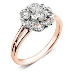Floral Diamond Engagement Ring in Rose Gold