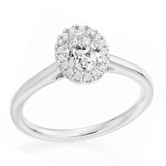 Oval Halo Diamond Engagement Ring in White Gold