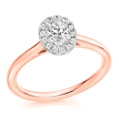 Oval Halo Diamond Engagement Ring in Rose Gold