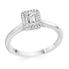 Emerald Halo Diamond Engagement Ring in Platinum 