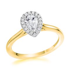 Pear Halo Diamond Engagement Ring in Yellow Gold