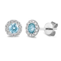Aquamarine & Diamond 18CT White-Gold March Birthstone Stud Earrings