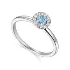 Aquamarine & Diamond 18CT White-Gold March Birthstone Ring