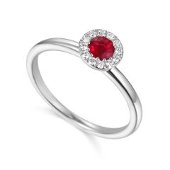 Ruby & Diamond 18CT White-Gold July Birthstone Ring