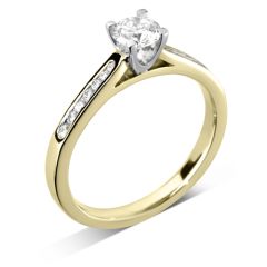Arch Diamond Channel Engagement Ring with Diamond Band in Yellow Gold