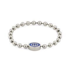 Gucci Interlocking Silver & Blue Boule Chain Bracelet