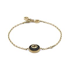 Gucci Interlocking Black Onyx & 18CT Gold Chain Bracelet