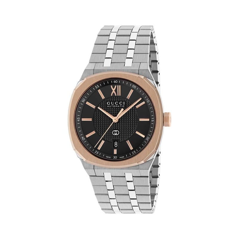 Gucci 25H Two-Tone Steel &amp; Black Dial 40MM Automatic Watch - 1