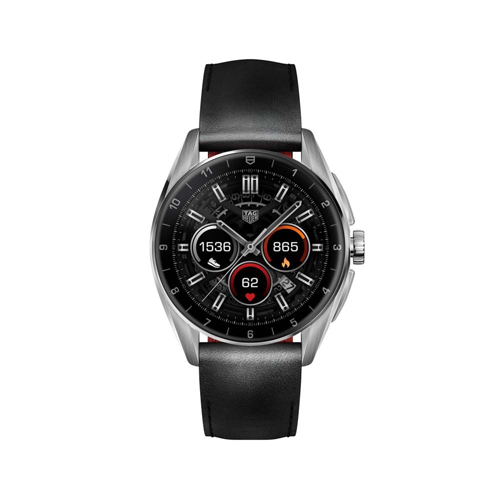TAG Heuer Connected Calibre E4 Steel &amp; Black Leather 42MM Smartwatch - 7