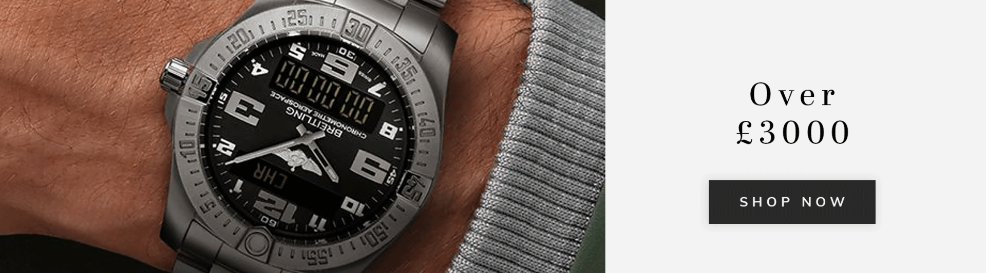 A Breitling watch with text over £3000 shop now