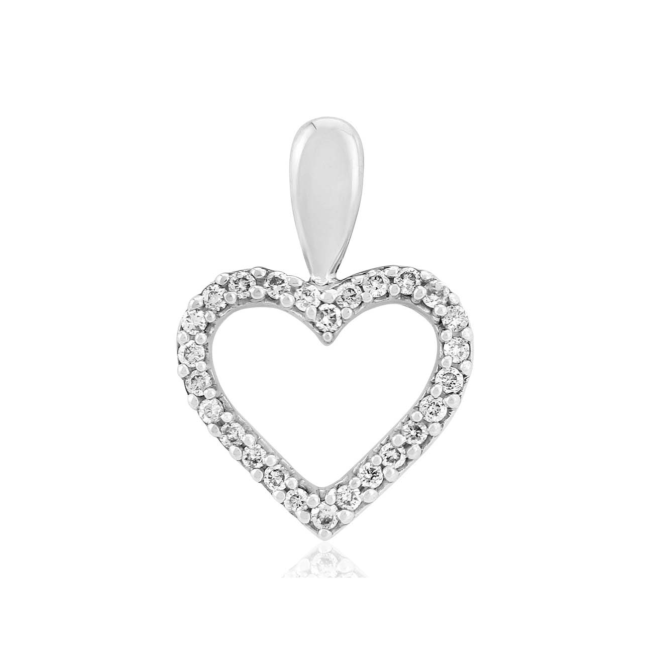 Diamond 9CT White Gold Open Heart Necklace