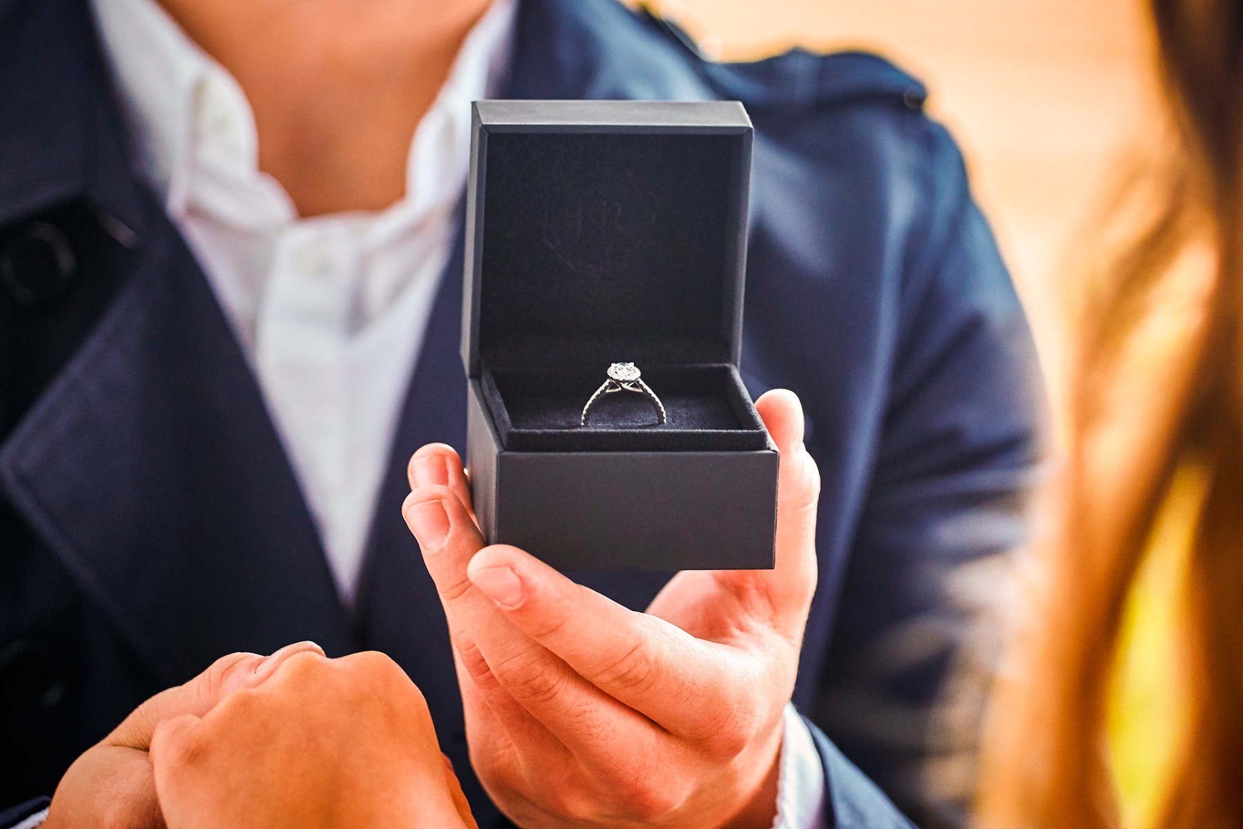 Hugh Rice engagement ring in box
