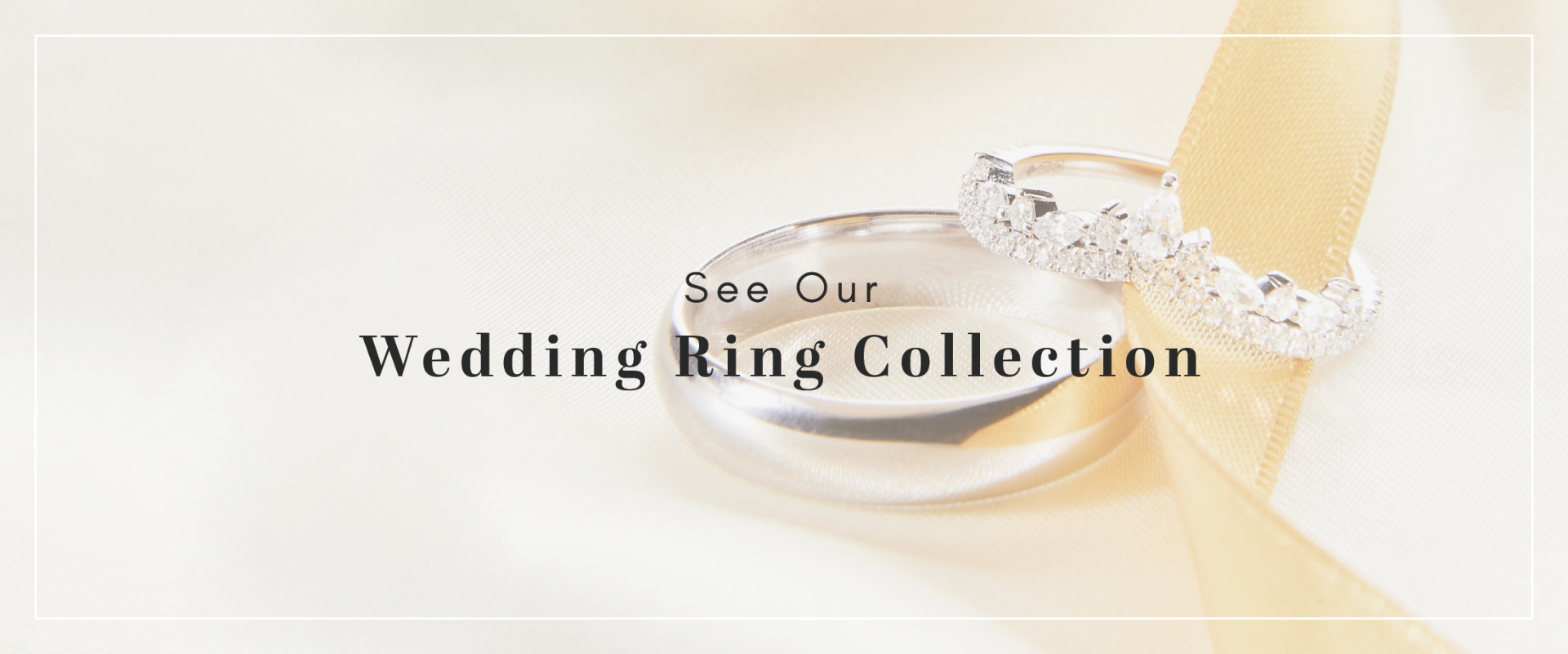 Three rings with text see our wedding collection