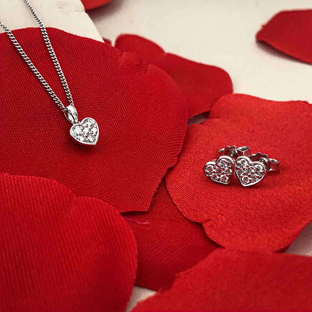 Heart Diamond Earrings & Pendant Gift Set