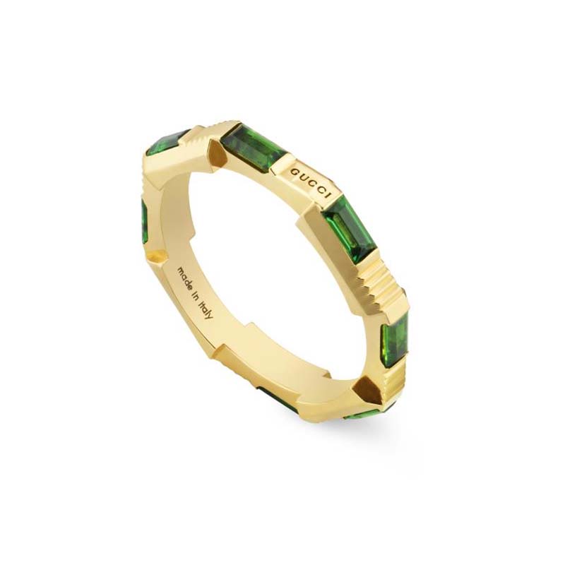 Gucci Link To Love 18CT Gold & Green Ring