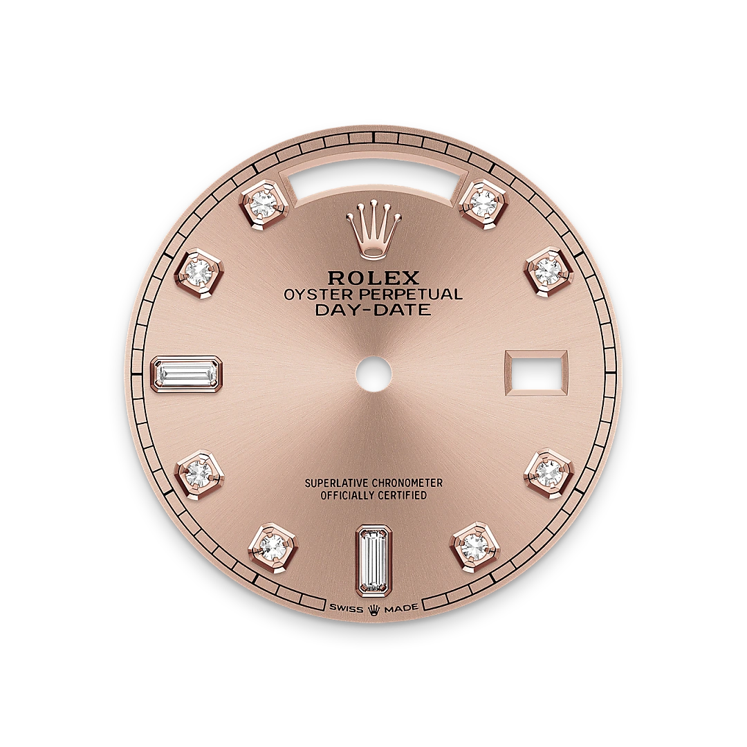 rolex day-date in 18 ct everose gold, m128235-0009 - hugh rice